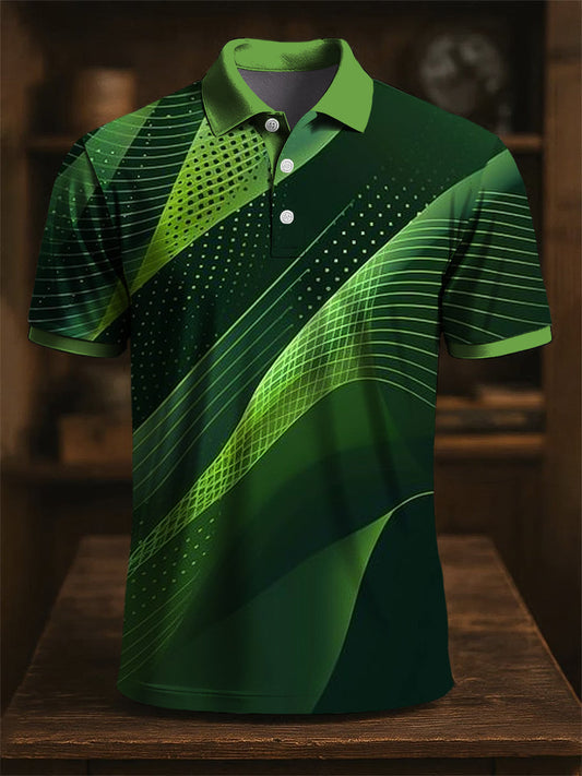 Męska koszulka polo z nadrukiem artystycznym w stylu retro w stylu retro