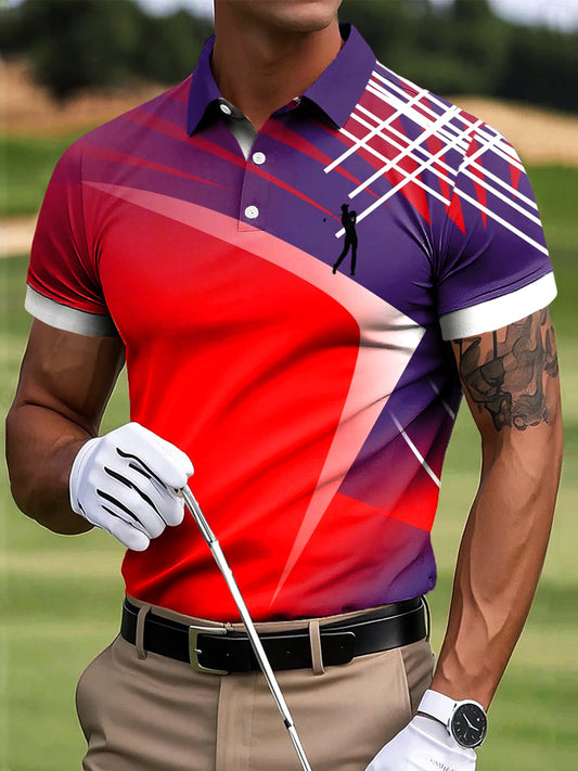 Męska koszulka polo z abstrakcyjną linią w stylu art print Casual Business