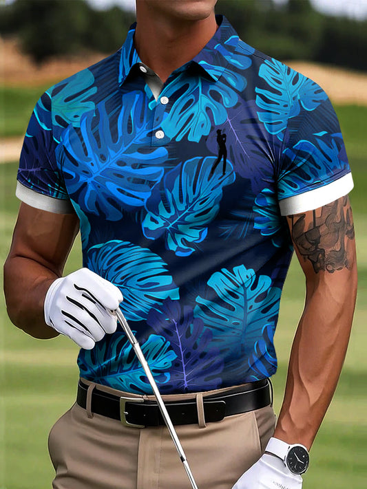 Męska koszulka polo z nadrukiem w stylu casual Business Golf Abstract Palm Leaf Art