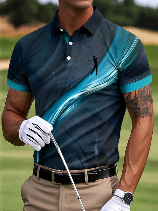 Męska koszulka polo z abstrakcyjną teksturą w stylu Art Print Casual Business