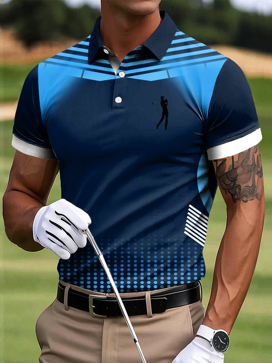 Męska koszulka polo z geometrycznym wzorem patchworku artystycznym Casual Business