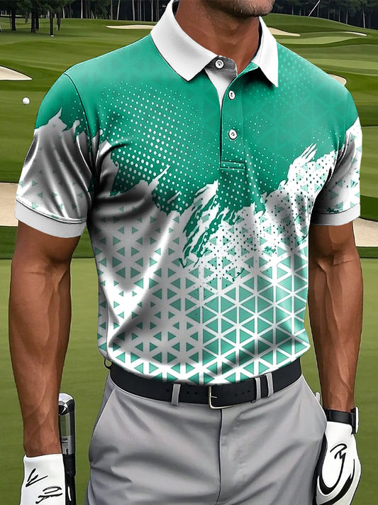 Męska koszulka polo z nadrukiem retro abstrakcyjna geometryczna w stylu polka w stylu retro