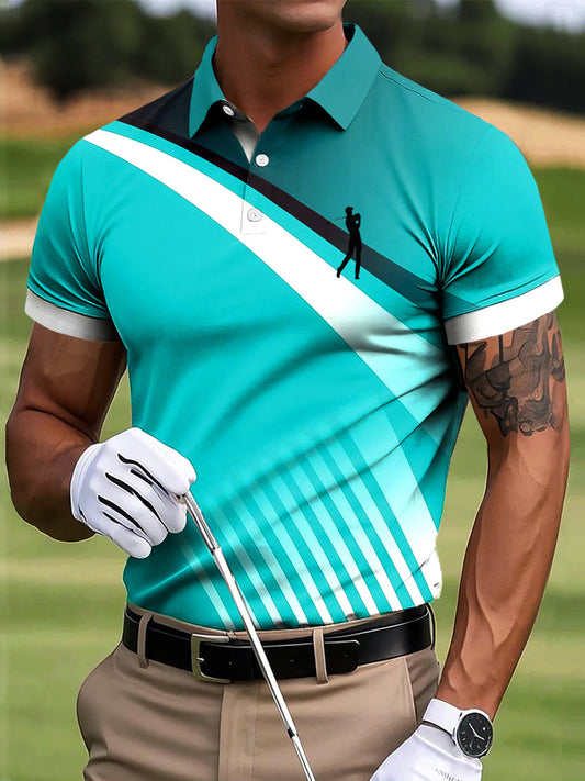 Męska koszulka polo z nadrukiem artystycznym z gradientu w stylu golfowym
