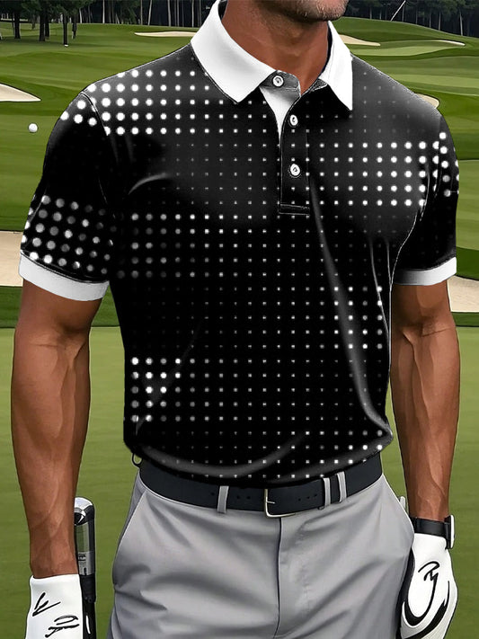 Męska koszulka polo w stylu retro z nadrukiem w stylu retro