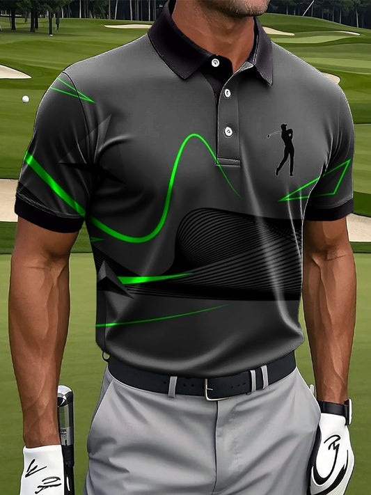 Męskie Retro Nieregularne Linie Geometryczne Nadruk Dorywczo Biznesowa Koszulka Polo