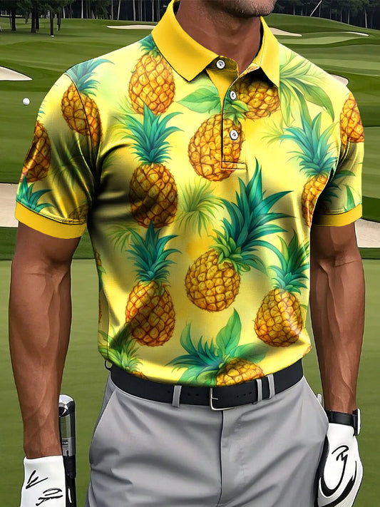 Męska koszulka polo z hawajskim ananasem w stylu Art Print Casual Resort