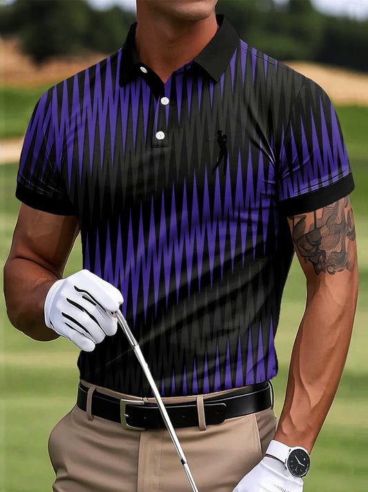 Męska koszulka polo w stylu casual Business Golf Abstract Wave Line Art Print