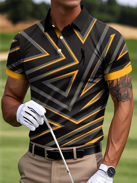 Męska koszulka polo w stylu abstrakcyjnym w stylu geometrycznym z nadrukiem geometrycznym Casual Business