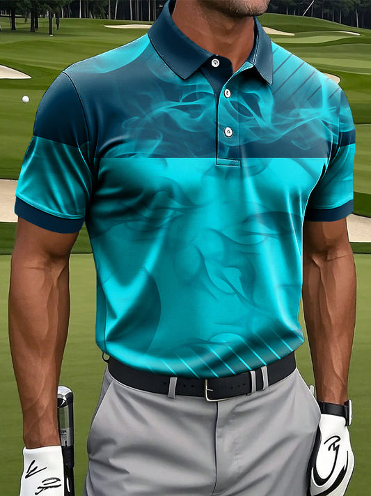 Męska klasyczna koszulka polo z artystycznym nadrukiem artystycznym Casual Business