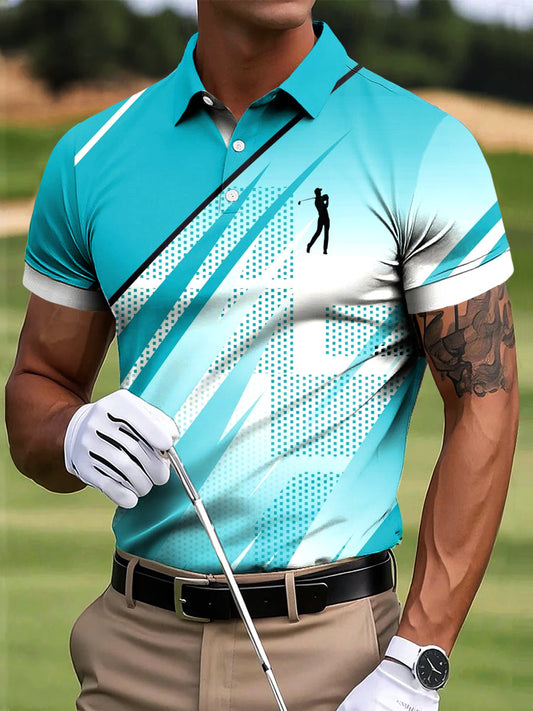 Męska koszulka polo z nadrukiem artystycznym z gradientu w stylu golfowym
