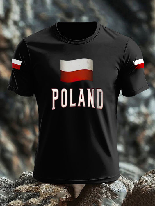 Retro polska flaga abstrakcyjna sztuka drukowana Casual T-Shirt