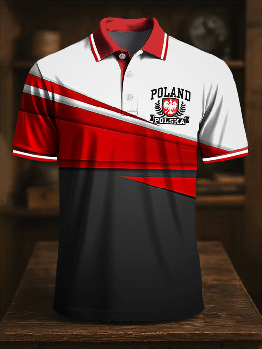 Koszulka polo biznesowa z nadrukiem retro z orłem