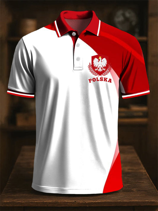 Retro Polski Orł Godło Klasyczna artystyczna koszulka polo Casual Business Print