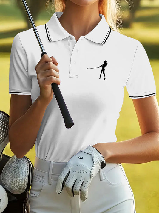 Damska koszulka polo z krótkim rękawem Vintage Golf Art Print