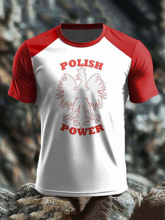 Retro POLSKA MOC Biały Orzeł Art Print Casual T-Shirt