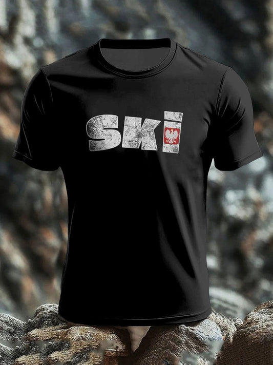 Vintage polskie tradycyjne "narty" nazwisko Art Print Casual T-Shirt