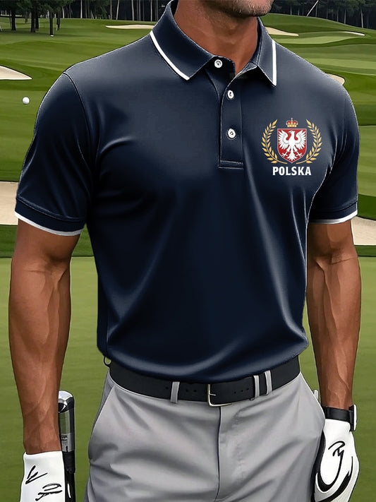 Męska koszulka polo z nadrukiem artystycznym w stylu vintage w stylu vintage