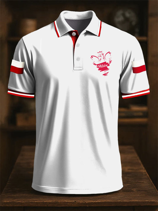 Retro Polski Orł Godło Art Print Casual Koszulka polo