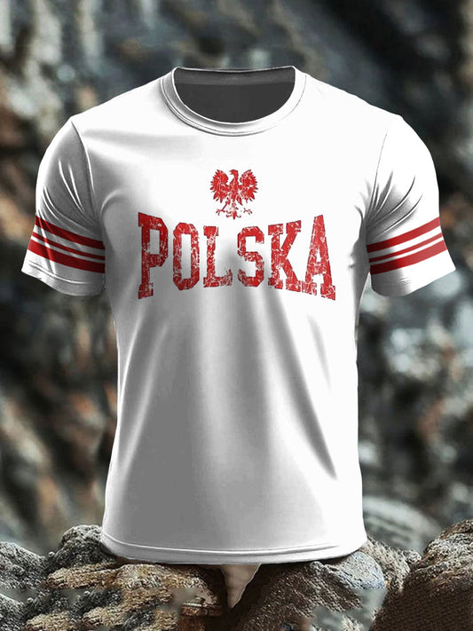 Retro Polski Orzeł w trudnej sytuacji Art Print Casual T-Shirt