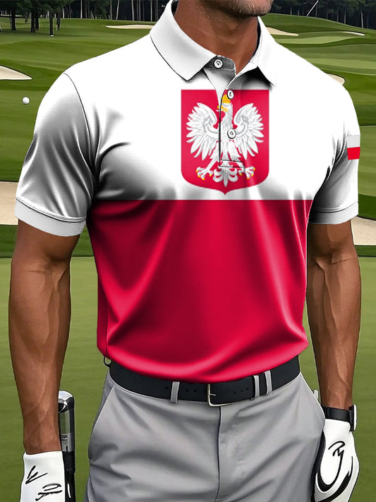 Męska koszulka polo z nadrukiem artystycznym w stylu vintage w stylu vintage