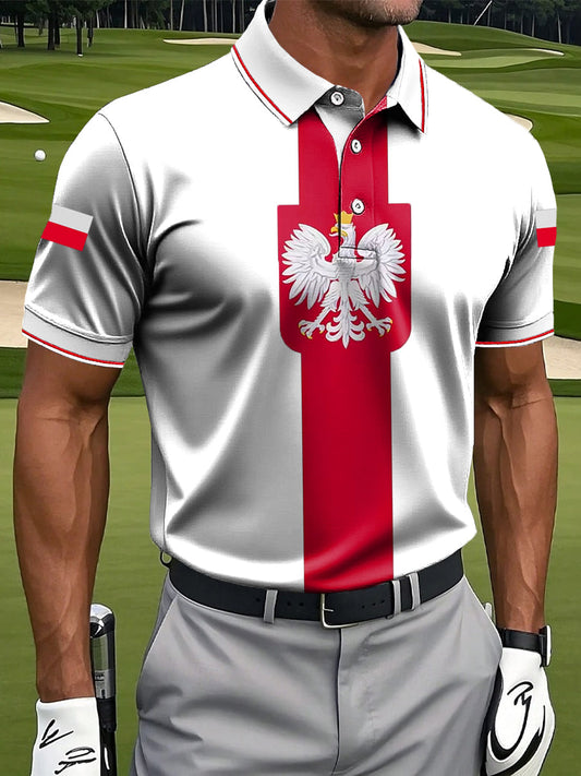 Męska koszulka polo z nadrukiem artystycznym w stylu vintage w stylu vintage