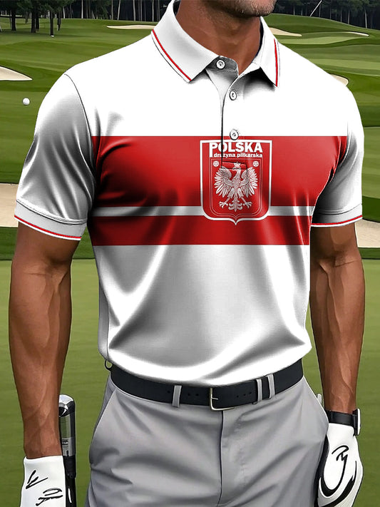 Męska koszulka polo z nadrukiem artystycznym w stylu vintage w stylu vintage