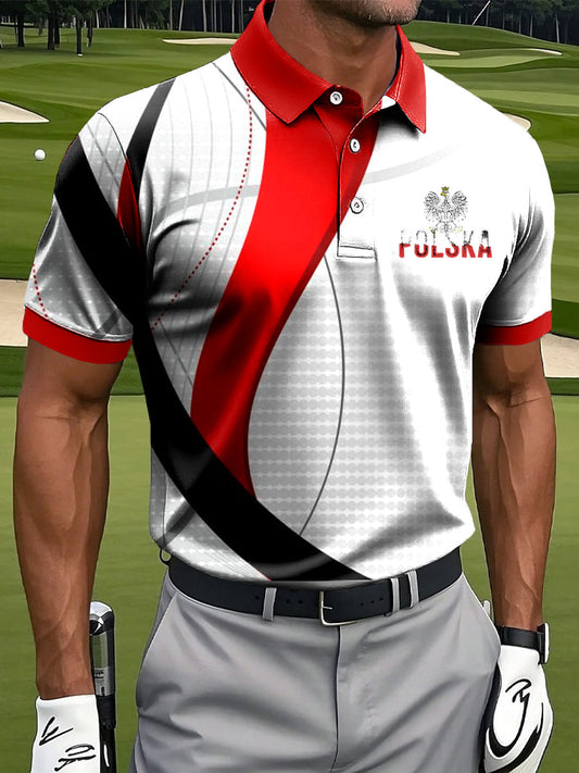 Męska polska odznaka artystyczna drukowana casualowa biznesowa koszulka polo