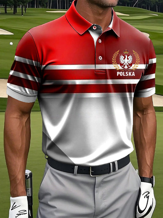 Męska koszulka polo z nadrukiem artystycznym w stylu vintage w stylu vintage