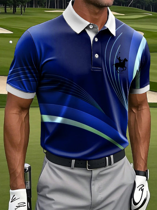 Męska koszulka polo w stylu retro abstrakcyjna z nadrukiem artystycznym w stylu retro