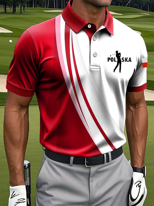 Męska koszulka polo z kolorowym blokiem w stylu vintage w stylu vintage