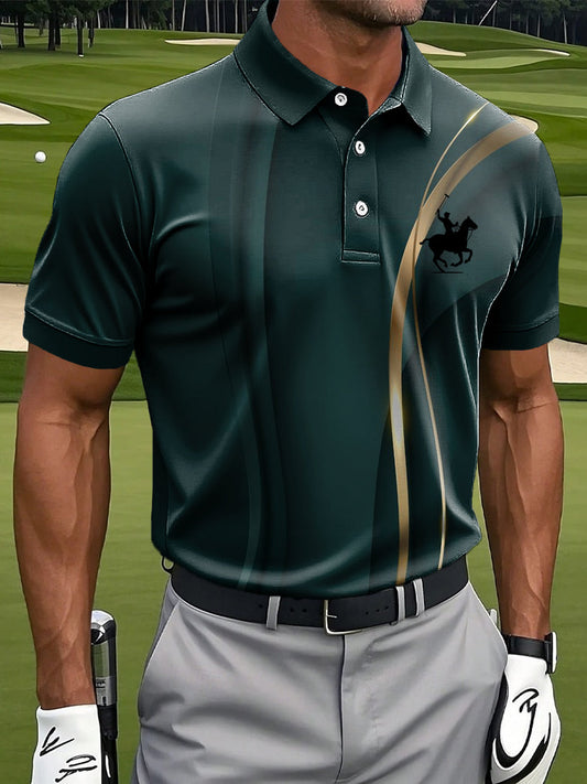 Męska koszulka polo biznesowa z nadrukiem retro klasyczna linia artystyczna