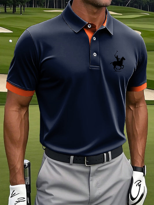 Męska koszulka Polo w stylu retro klasycznym Patchwork Art Print Casual Business Polo