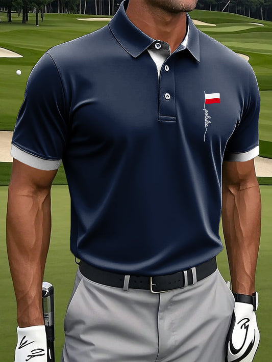 Męska koszulka polo z nadrukiem artystycznym w stylu vintage w stylu vintage