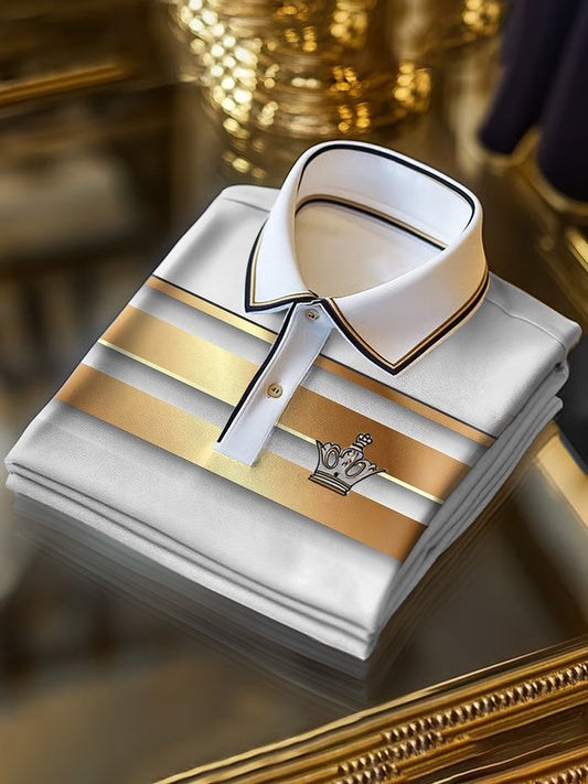 Klasyczna koszulka polo z krótkim rękawem w paski Art Print Business