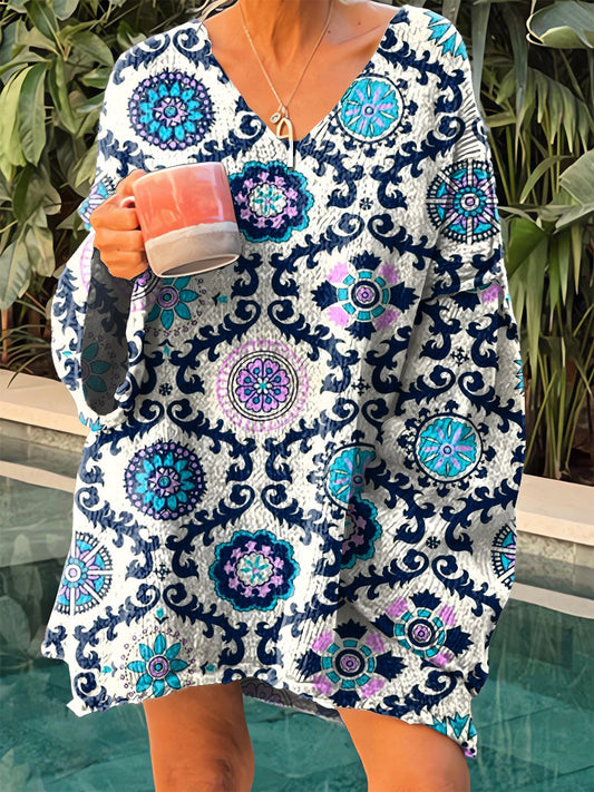 Damski sweter z dekoltem w szpic w stylu vintage