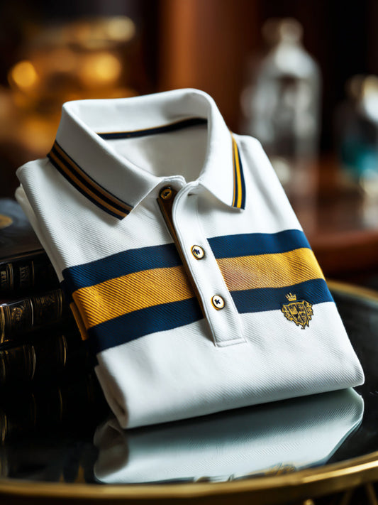 Retro Royal Stripe Premium Business Koszulka polo z krótkim rękawem