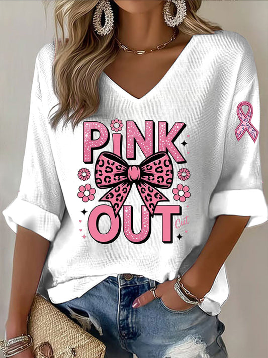 Damska różowa kokla Casual Koszulka z długim rękawem