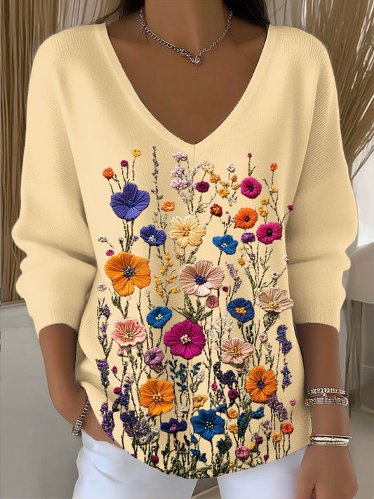 Damska bluzka z kwiatowym dekoltem w szpic