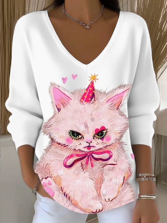 Damski uroczy top z nadrukiem w szpic