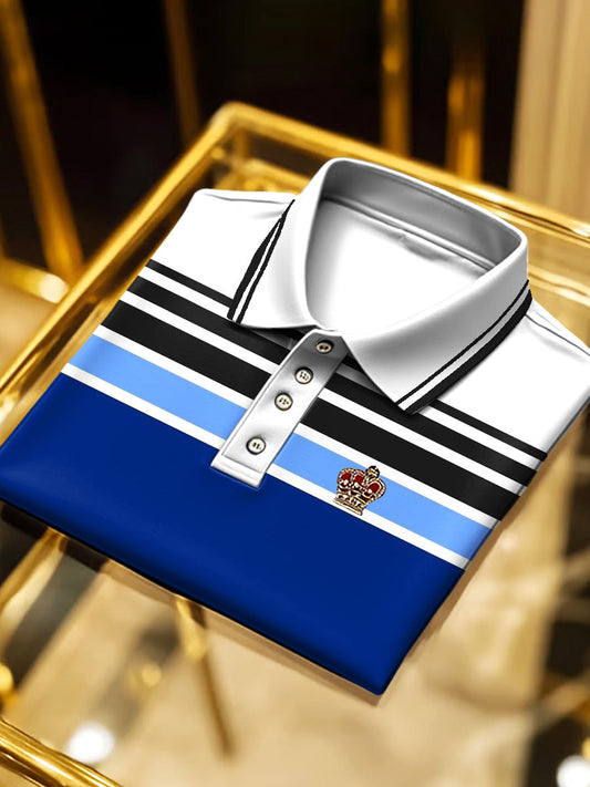 Męska koszulka polo z krótkim rękawem w klasyczne paski