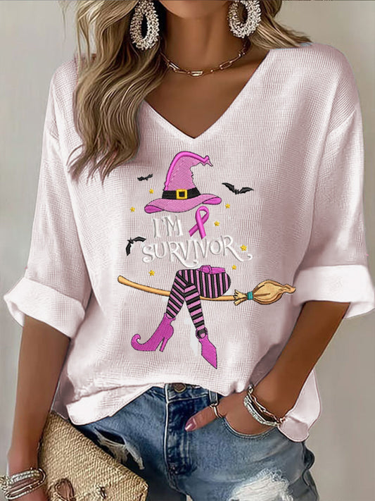 Halloweenowa czarownica damska z dekoltem w szpic Casual krótka koszulka