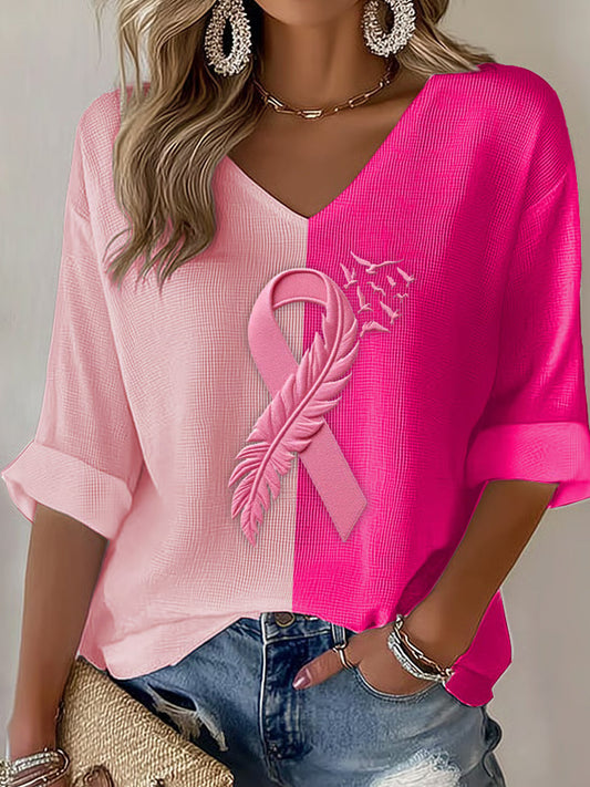 Damska wstążka z rakiem piersi z nadrukiem bawełnianym top