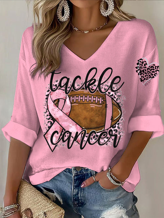 Damska koszula z długim rękawem w stylu rugby z dekoltem w szpic