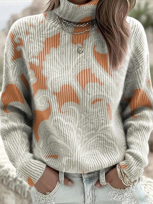 Damski golf tradycyjny sweter kwiatowy