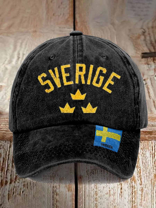 Herrretro Svenskt Tematryckt Casual Keps