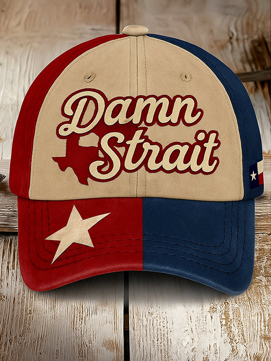 Retro Damn Strait Muzyka country Texas Western Printed Vintage Retro Unisex Resort Czapka baseballowa
