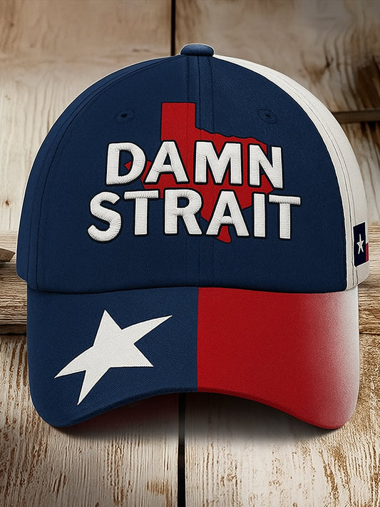 Retro Damn Strait Muzyka country Texas Western Printed Vintage Retro Unisex Resort Czapka baseballowa