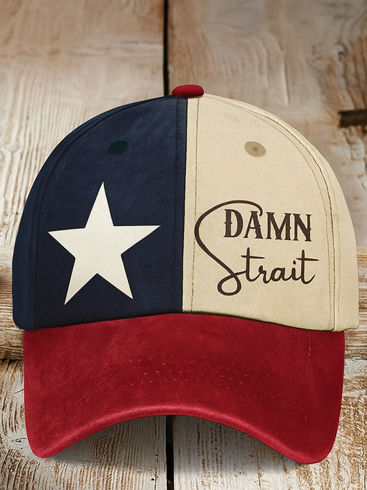 Retro Damn Strait Muzyka country Texas Western Printed Vintage Retro Unisex Resort Czapka baseballowa