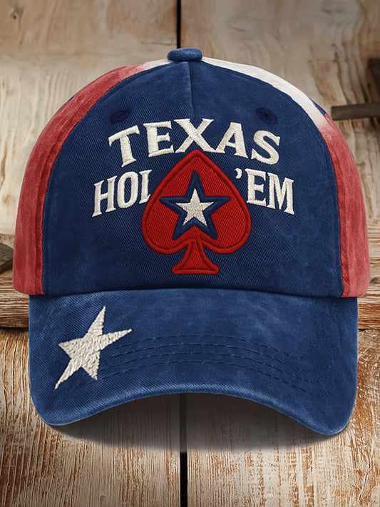 Retro Texas Hold'em Poker z nadrukiem Vintage Retro Unisex Resort Czapka baseballowa