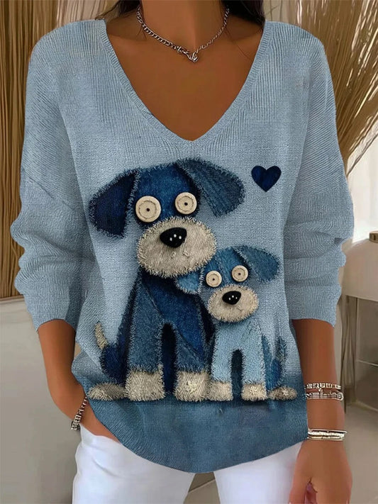 Damski bawełniany top z nadrukiem zwierząt w stylu vintage